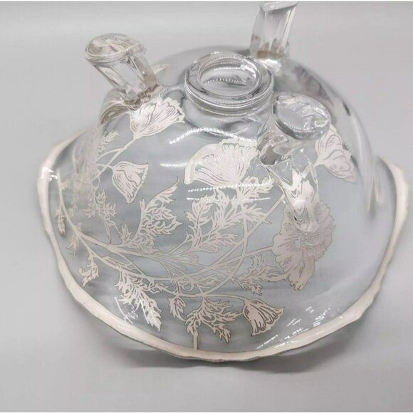 Silver City Flanders 3-Toed Footed Bowl Poppies Silver Overlay Candy Vintage - Picture 8 of 14